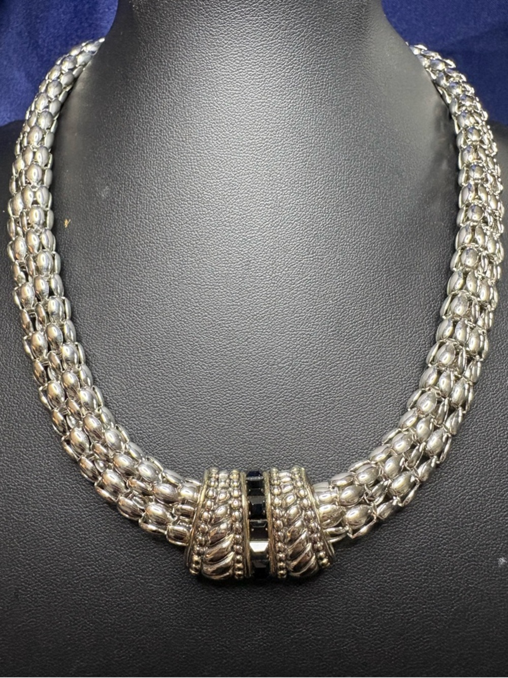 Necklace Vintage Grape-Cluster Chain Black Onyx Magnetic Closure Reversible